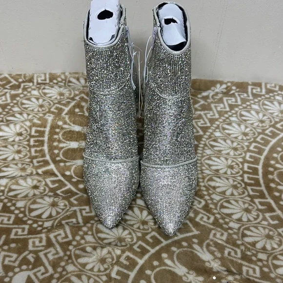 A New Day Silver Heeled Boots with Shimmering Rhinestones - Picture 16 of 16